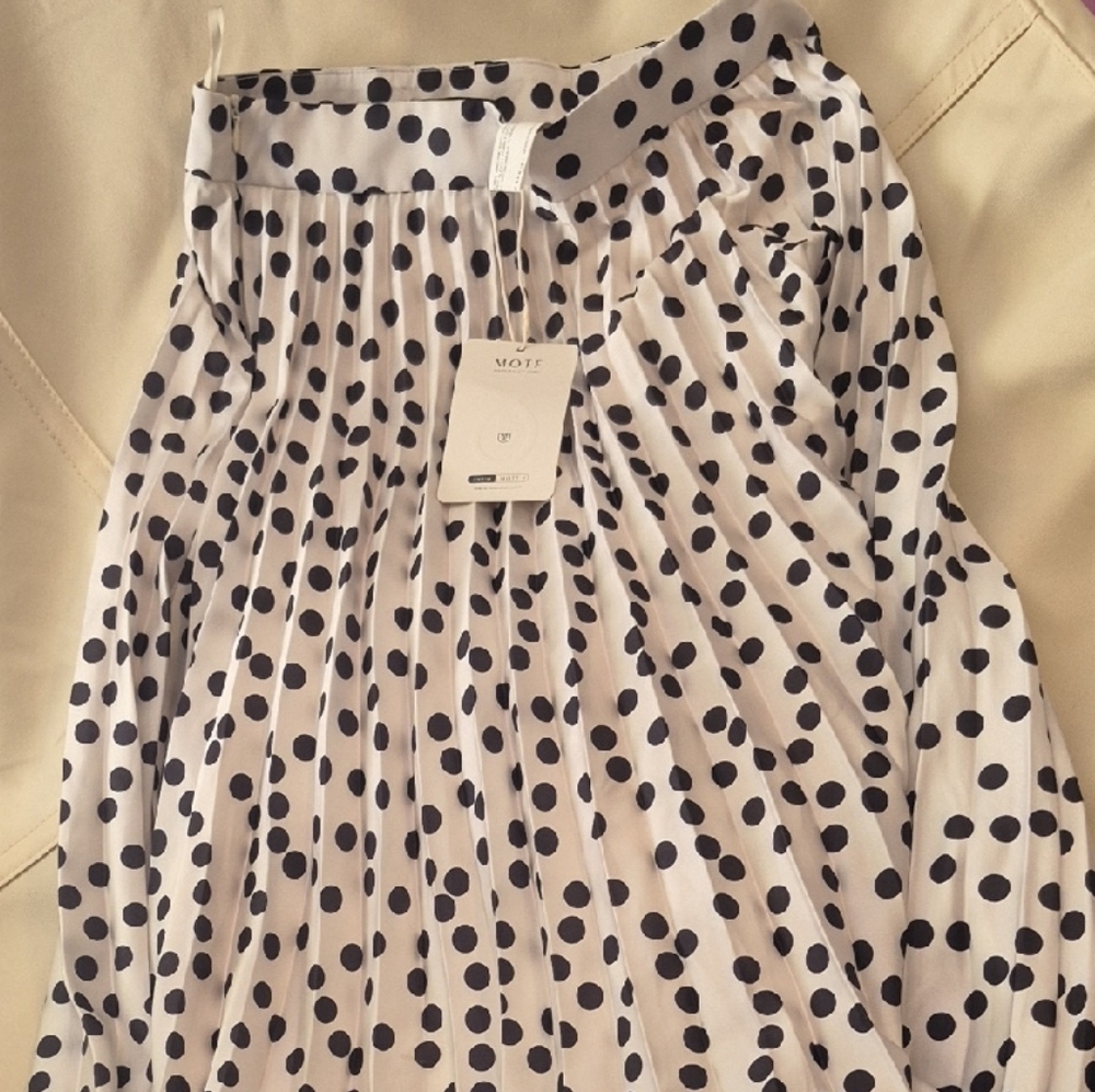 MOTF Monochrome Polka Dot A-Line Skirt